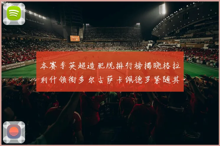 本赛季英超造犯规排行榜揭晓格拉利什领衔多尔古萨卡佩德罗紧随其后